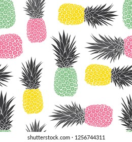 Cute pastel geometric pineapples vector pattern background. Great as a summer textile print, party invitation or packaging. Surface pattern design.