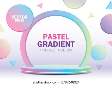 Cute pastel gradient scene with product display podium 3d illustration vector.