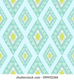 cute pastel green and blue colors modern seamless pattern. Summer ethnic print.