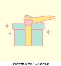 Cute pastel green gift box vector