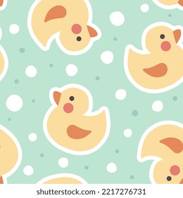 Cute pastel green kids bathroom towel design with bubbles and dots, children fabric and textile seamless pattern print. Baby boy and girl kawaii animals background.