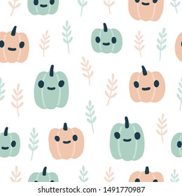 Cute pastel Halloween seamless pattern. Vector illustration