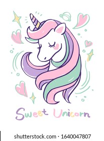 cute pastel hand drawn sweet unicorn