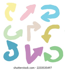 Cute Pastel Hand pr Freehand Drawn Brush Arrows Set Collection