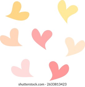 Cute Pastel Heart Pattern – Vector Illustration - A seamless vector pattern featuring abstract heart shapes in soft pastel colors such as pink, peach, yellow, and cream