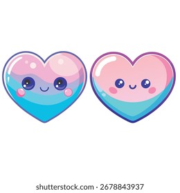 Cute Pastel Heart Vector | Soft Pink and Blue Color Love