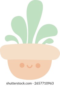 Artículos pastel lindos para notas adhesivas, memo o Elementos de pegatinas de cuaderno. hojas lindas en la olla con emoticono
