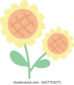 Artículos pastel lindos para notas adhesivas, memo o Elementos de pegatinas de cuaderno. lindos dos girasoles juntos