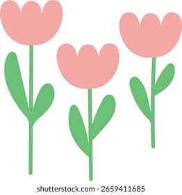Artículos pastel lindos para notas adhesivas, memo o Elementos de pegatinas de cuaderno. linda flor de tulipán rosa