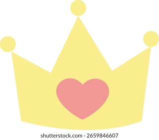 Artículos pastel lindos para notas adhesivas, memo o Elementos de pegatinas de cuaderno. corona amarilla linda con amor