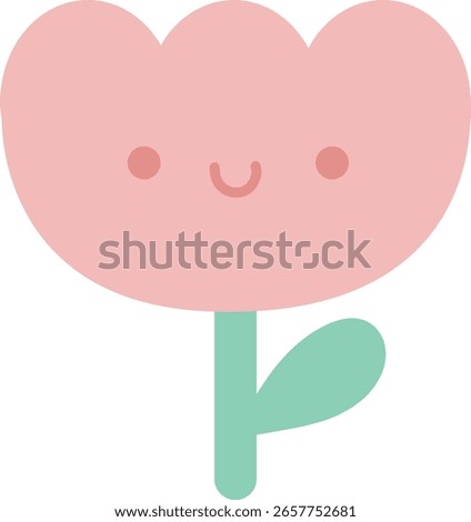 Cute pastel items for sticky notes, memo or notebook stickers elements. cute red flower with leaves icon