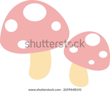 Cute pastel items for sticky notes, memo or notebook stickers elements. cute two mushroom with polka