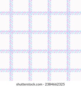 Cute pastel knitted Vector Pattern. Hand drawn doodle purple blue background. Cottagecore Garden design. Homestead Farmhouse Summer Graphic Background