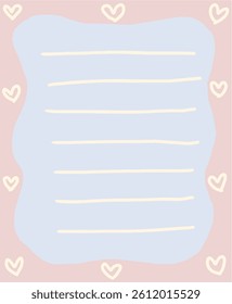 Cute pastel memo with heart decorations for notes and reminders