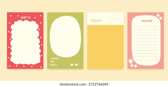 Cute Pastel Memo Notes and Planner Cards.  Ideal for planners, notebooks, productivity layouts, social media content, and printable stationery projects.