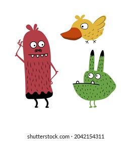 Cute pastel monster, cartoon silly vector, isolated cartoon on white background.