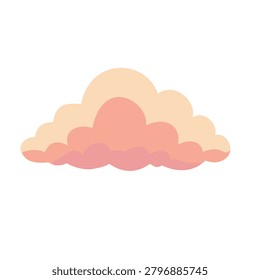 Cute Pastel Orange Cloud Flat Vector Illustration Design Element