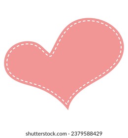 Cute pastel patch in the form of heart with dotted line. Art form template for social media.