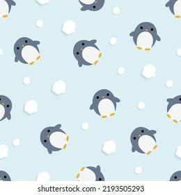 Cute Pastel Penguin Polar Ice Doodle Cartoon Art Pattern