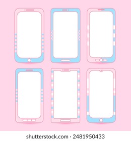 cute pastel pink and blue phone frame set