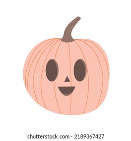 Cute pastel pink halloween pumpkin isolated on white background