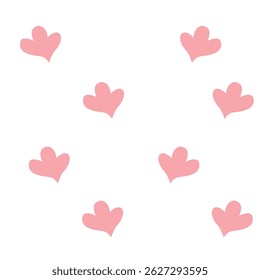 Cute pastel pink heart petals scattered randomly, perfect for love-themed designs, cards, backgrounds, or Valentine's decorations.
