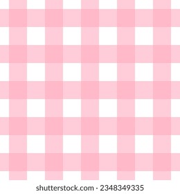 Cute pastel pink plaid fashion seamless pattern in barbie style. Pink core. Checkered graphic texture for dress, skirt, scarf, throw, jacket, fashion fabric print. Vector illustration background