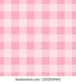 Cute pastel pink plaid fashion seamless pattern in barbie style. Pink core. Checkered graphic texture for dress, skirt, scarf, throw, jacket, fashion fabric print. Vector illustration background