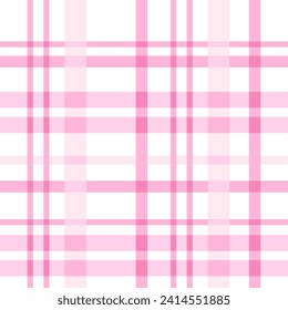 Cute pastel pink seamless pattern of preppy style. Abstract scottish tartan vichy plaid graphic texture for dress, skirt, scarf, throw, jacket, fashion fabric print. Vector illustration