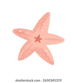 Cute pastel pink starfish clipart. Hand drawn ocean element for kids and sea designs. Vector isolated.