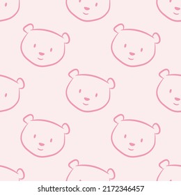 Patrón de oso vectorial rosa pastel, fondo de repetición transparente