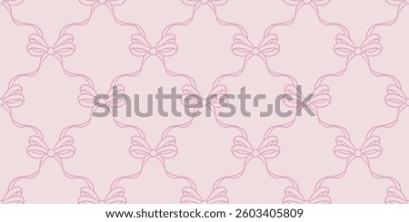 Cute pastel pink vector pattern bow background, girly ribbon repeating wallpaper design