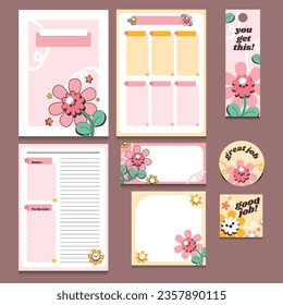 Cute Pastel Pop Happy Daisy Bloom.

Get Ready to Journaling with this Cute Flower Notebook Template Design with Book Mark, Sticker and Sticker Note!