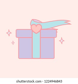 Cute pastel purple gift box vector
