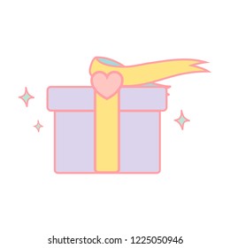 Cute pastel purple gift box vector