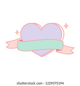 Cute pastel purple heart shape emblem vector