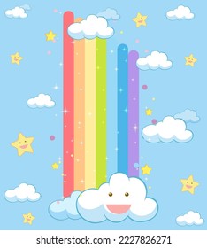 Cute pastel rainbow background illustration