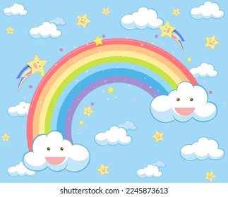 Cute pastel rainbow background illustration