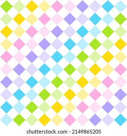 Cute Pastel Rainbow Diamond Square Abstract Gestaltungsmuster Diagonal Element Gingham Schachtel Tartan Plaid Scott Pattern Flaches Muster Vektor nahtlose Muster Printhintergrund Fashion Stoff Picnic Mat Scarf 