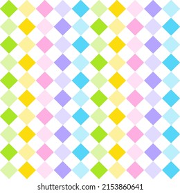 Cute Pastel Rainbow Diamond Square Abstraktes abstraktes Shape-Element Gingham Checkered Tartan Plaid Scott Muster Illustration Wrapping Paper, Picnic Mat, Tablecloth, Stoffhintergrund
