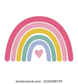 Cute Pastel Rainbow with Heart Illustration	