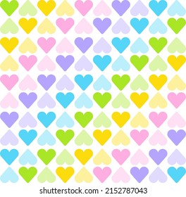 Cute Pastel Rainbow Heart Love Care Valentines Day abstract Shape Element Gingham Diagonal Checkered Tartan Plaid Scott Pattern Illustration Wrapping Paper, Picnic Mat, Tablecloth, Fabric Background