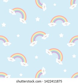 Cute pastel rainbow seamless pattern background vector illustration