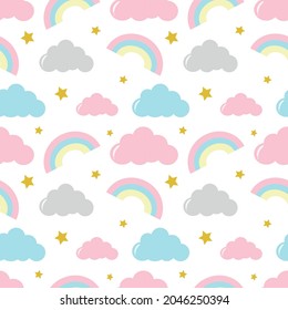 Cute pastel rainbow seamless pattern