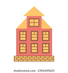 Cute pastel scandinavian house. Dutch canal home. Traditional architecture of Netherlands, Belgium and Amsterdam. Hand drawn vector illustration isolated on white background.