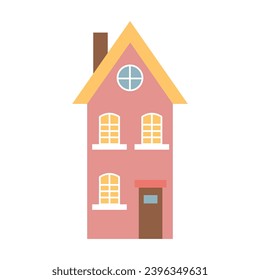Cute pastel scandinavian house. Dutch canal home. Traditional architecture of Netherlands, Belgium and Amsterdam. Hand drawn vector illustration isolated on white background.