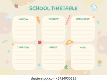 Cute Pastel School Timetable Planner.