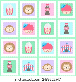 cute pastel seamless kid pattern circus party illustration