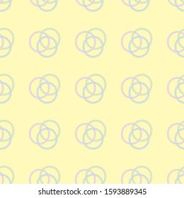 Cute pastel seamless pattern with round pearl composition on the light yellow background. Sweet vector ornament for textile, wrapping paper, packet, poster, card, invitation