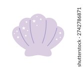 Cute pastel seashell illustration with soft colors and gentle cartoon style, suitable for designs